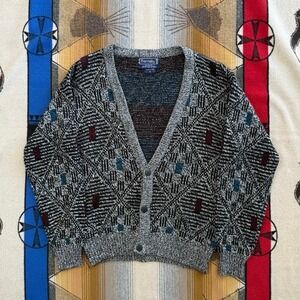 Vintage 90s Barnaby Acrylic Cardigan Knit Sweater Size Large Grunge Kurt Cobain